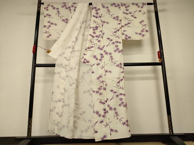 平和屋着物＊夏物 小紋 絽 枝葉文 正絹 逸品 AABC1856jd