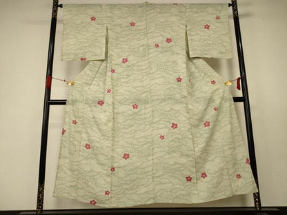 平和屋着物＊夏物 小紋 絽 立波花文 正絹 逸品 AABC1857jd