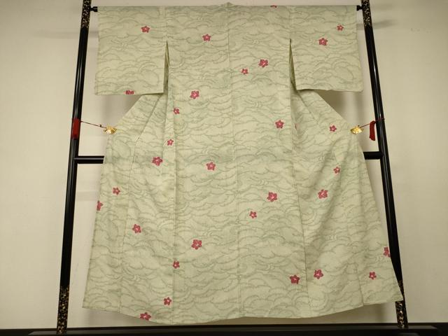 平和屋着物＊夏物 小紋 絽 立波花文 正絹 逸品 AABC1857jd