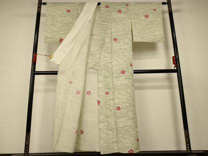 平和屋着物＊夏物 小紋 絽 立波花文 正絹 逸品 AABC1857jd
