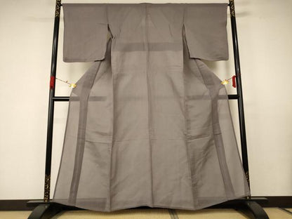 平和屋着物＊夏物 色無地 紗 茶鼠色 正絹 逸品 AABC1862jd