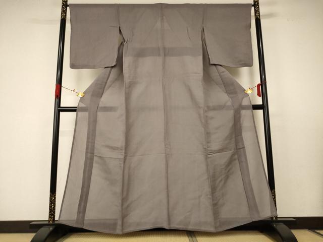 平和屋着物＊夏物 色無地 紗 茶鼠色 正絹 逸品 AABC1862jd