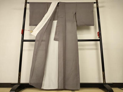 平和屋着物＊夏物 色無地 紗 茶鼠色 正絹 逸品 AABC1862jd