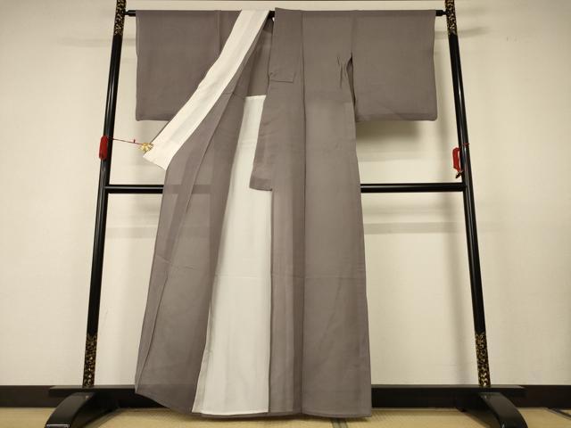平和屋着物＊夏物 色無地 紗 茶鼠色 正絹 逸品 AABC1862jd