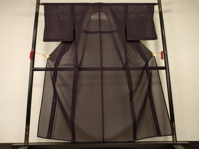 平和屋着物＊夏物 色無地 絽 黒紅色 正絹 逸品 AABC1865jd