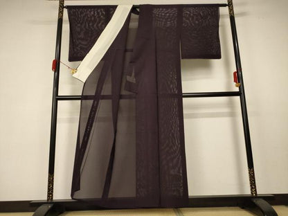 平和屋着物＊夏物 色無地 絽 黒紅色 正絹 逸品 AABC1865jd