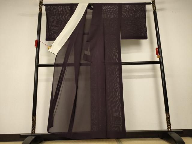 平和屋着物＊夏物 色無地 絽 黒紅色 正絹 逸品 AABC1865jd