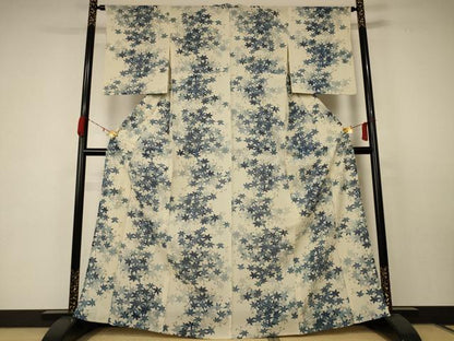 平和屋着物＊夏物 小紋 絽 楓文 正絹 逸品 AABC1866jd