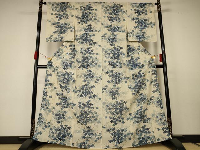 平和屋着物＊夏物 小紋 絽 楓文 正絹 逸品 AABC1866jd