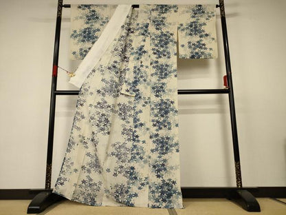 平和屋着物＊夏物 小紋 絽 楓文 正絹 逸品 AABC1866jd