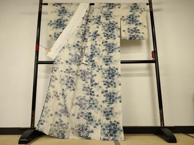 平和屋着物＊夏物 小紋 絽 楓文 正絹 逸品 AABC1866jd