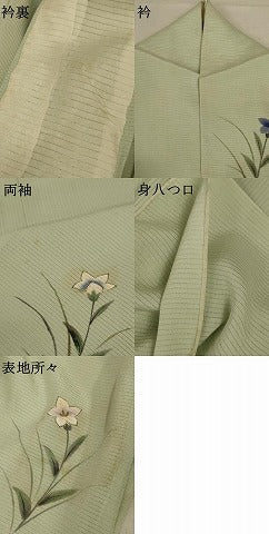 平和屋着物＊夏物 訪問着 絽 手描き 草花文 正絹 逸品 AABC1868jd