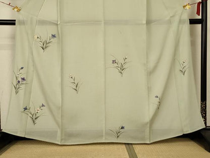 平和屋着物＊夏物 訪問着 絽 手描き 草花文 正絹 逸品 AABC1868jd