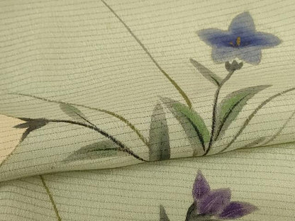 平和屋着物＊夏物 訪問着 絽 手描き 草花文 正絹 逸品 AABC1868jd