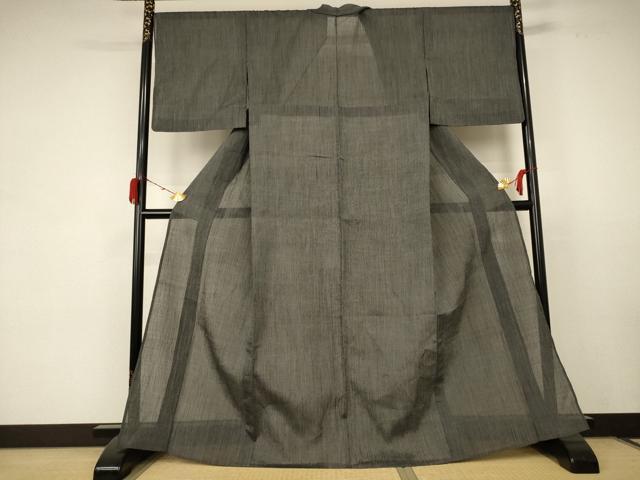 平和屋着物＊夏物　本場小千谷ちぢみ　縞　麻　逸品　AABC1872jd
