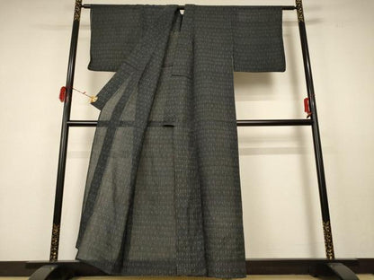 平和屋着物＊夏物 紗紬 幾何学文様 正絹 逸品 AABC1874jd