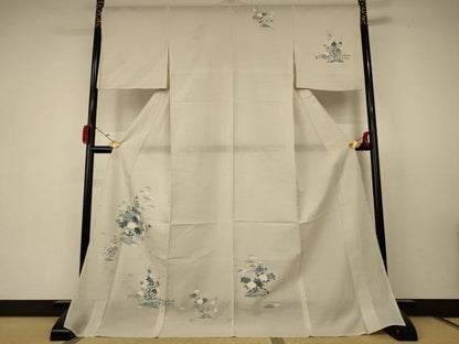 平和屋着物＊夏物 訪問着 紗 草花文 ロング丈 正絹 逸品 AABC1875jd