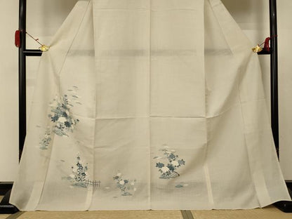 平和屋着物＊夏物 訪問着 紗 草花文 ロング丈 正絹 逸品 AABC1875jd