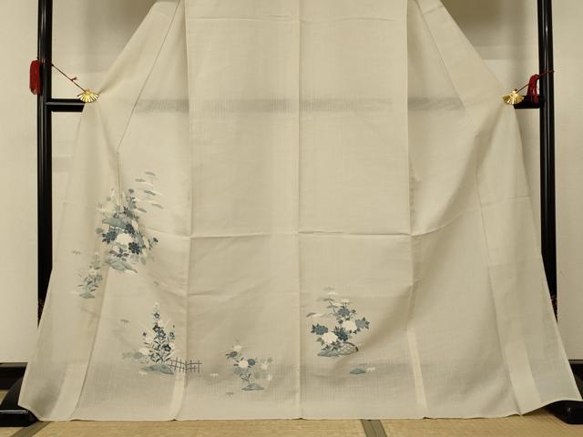 平和屋着物＊夏物 訪問着 紗 草花文 ロング丈 正絹 逸品 AABC1875jd