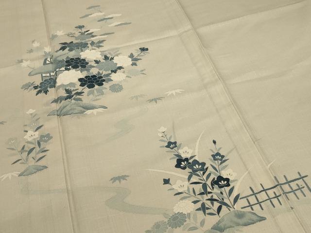 平和屋着物＊夏物 訪問着 紗 草花文 ロング丈 正絹 逸品 AABC1875jd