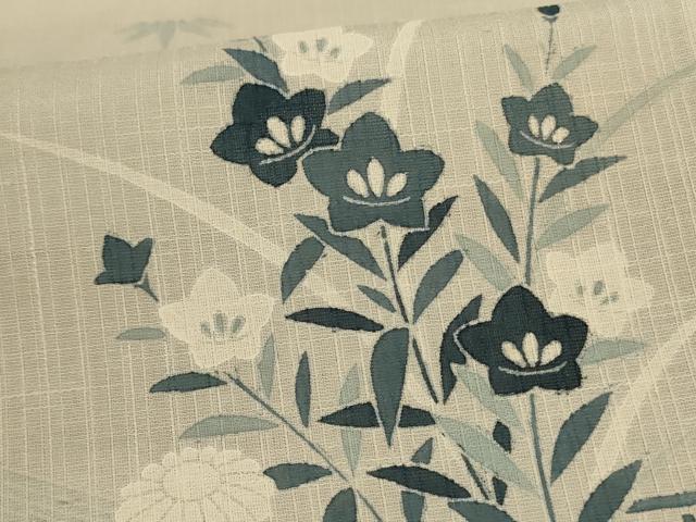 平和屋着物＊夏物 訪問着 紗 草花文 ロング丈 正絹 逸品 AABC1875jd