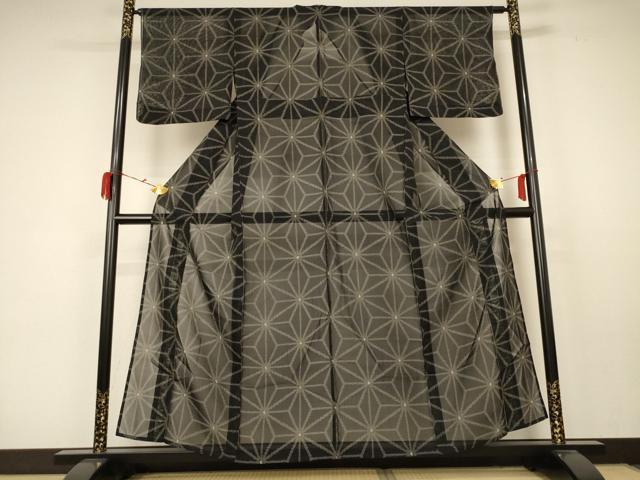 平和屋着物＊夏物 紗紬 麻の葉文様 正絹 逸品 AABC1879jd