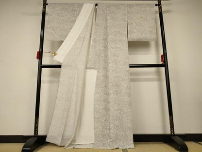 平和屋着物▽上質な小紋　単衣　吹き寄せ文　正絹　逸品　AABC1882jd