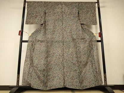 平和屋着物＊夏物 本場小千谷ちぢみ 幾何学文様 麻 逸品 AABC1885jd