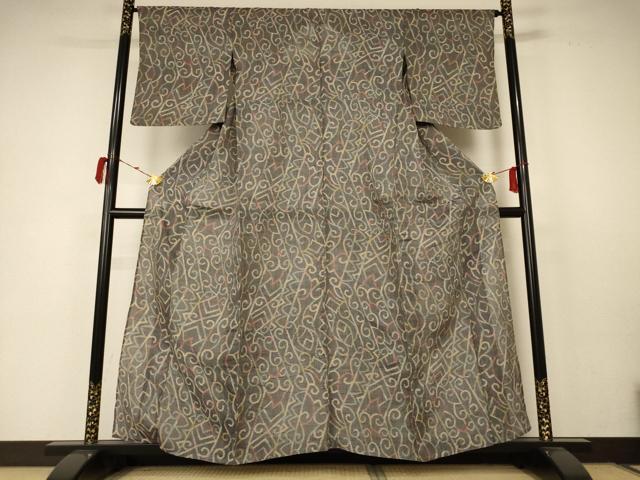 平和屋着物＊夏物 本場小千谷ちぢみ 幾何学文様 麻 逸品 AABC1885jd