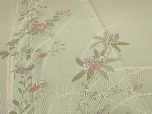 平和屋着物＊夏物 訪問着 絽 草花文 銀彩 正絹 逸品 AABC1887jd