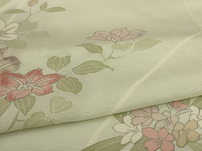 平和屋着物＊夏物 訪問着 絽 草花文 銀彩 正絹 逸品 AABC1887jd