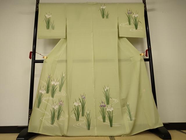 平和屋着物＊夏物 小紋 絽 草花文 金銀彩 正絹 逸品 AABC1890jd