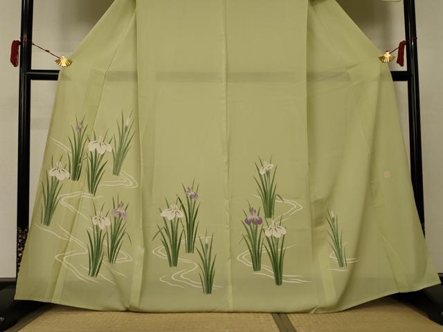 平和屋着物＊夏物 小紋 絽 草花文 金銀彩 正絹 逸品 AABC1890jd