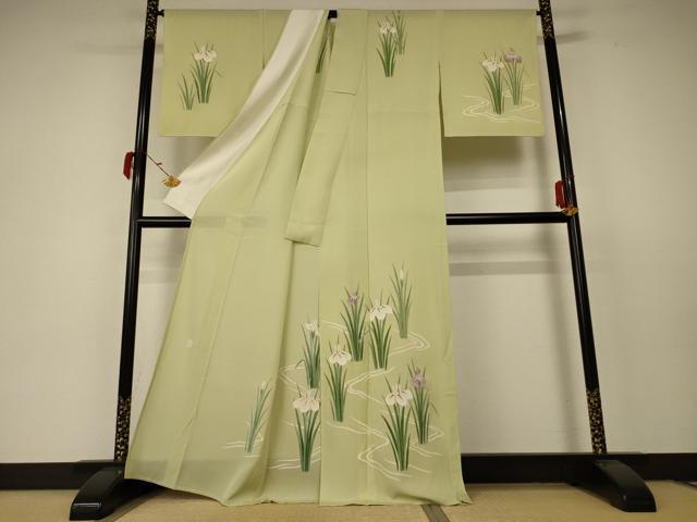 平和屋着物＊夏物 小紋 絽 草花文 金銀彩 正絹 逸品 AABC1890jd
