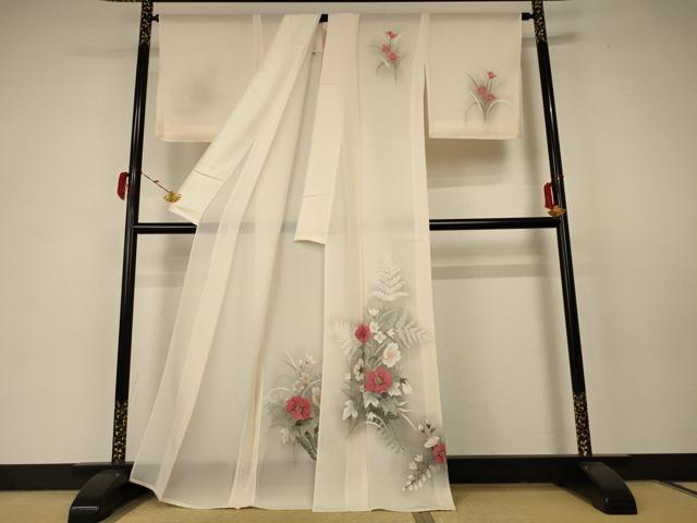 平和屋着物＊夏物 訪問着 絽 草花文 正絹 逸品 AABC1892jd