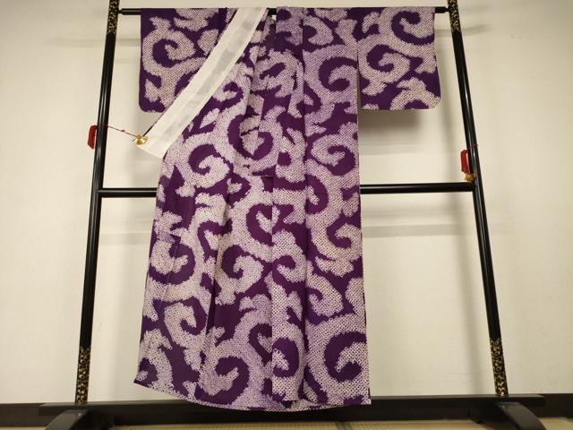 平和屋着物＊夏物 小紋 絽 絞り 唐草文 正絹 逸品 AABC1894jd