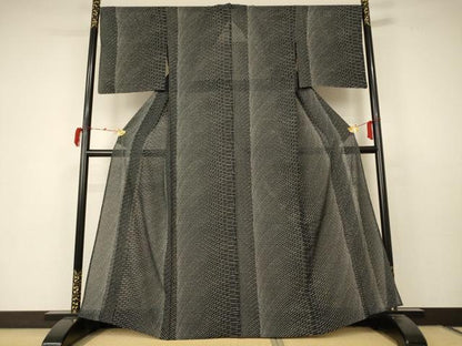 平和屋着物＊夏物 小紋 絽 幾何学文様 正絹 逸品 AABC1897jd