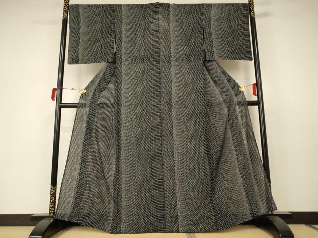 平和屋着物＊夏物 小紋 絽 幾何学文様 正絹 逸品 AABC1897jd