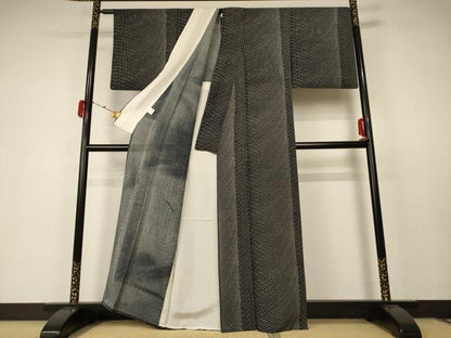 平和屋着物＊夏物 小紋 絽 幾何学文様 正絹 逸品 AABC1897jd