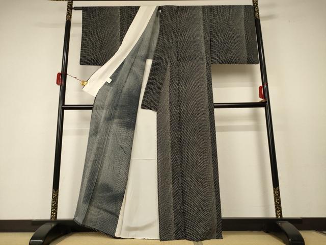 平和屋着物＊夏物 小紋 絽 幾何学文様 正絹 逸品 AABC1897jd