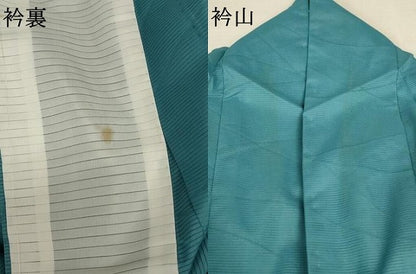 平和屋着物＊夏物 色無地 絽 芝紋紗 錆浅葱色 洗える着物 AABC1901jd