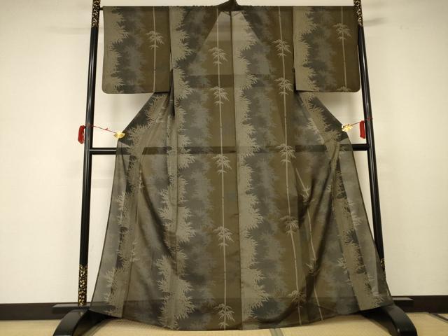 平和屋着物＊夏物　小紋　紗　笹竹文　洗える着物　AABC1902jd