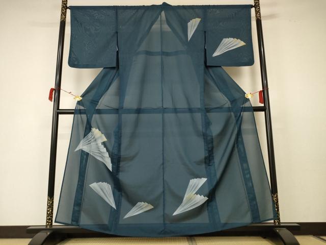 平和屋着物＊夏物 訪問着 絽 檜扇文 洗える着物 AABC1904jd