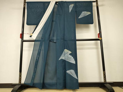 平和屋着物＊夏物 訪問着 絽 檜扇文 洗える着物 AABC1904jd