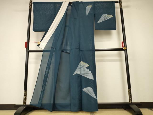平和屋着物＊夏物 訪問着 絽 檜扇文 洗える着物 AABC1904jd