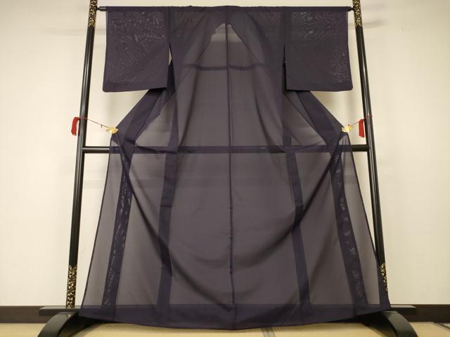 平和屋着物＊夏物 色無地 絽 黒紅色 洗える着物 AABC1905jd