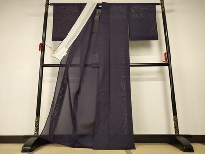 平和屋着物＊夏物 色無地 絽 黒紅色 洗える着物 AABC1905jd