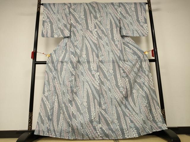 平和屋着物＊夏物 小紋 絽 草花文 洗える着物 AABC1906jd