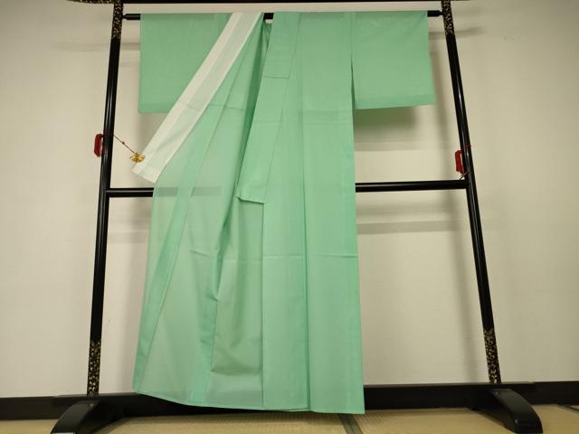 平和屋着物＊夏物 色無地 絽 若緑色 洗える着物 AABC1910jd