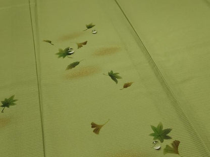 平和屋着物＊夏物 訪問着 絽 手描き 舞葉文 水玉 金彩 洗える着物 未使用 AABC1911jd